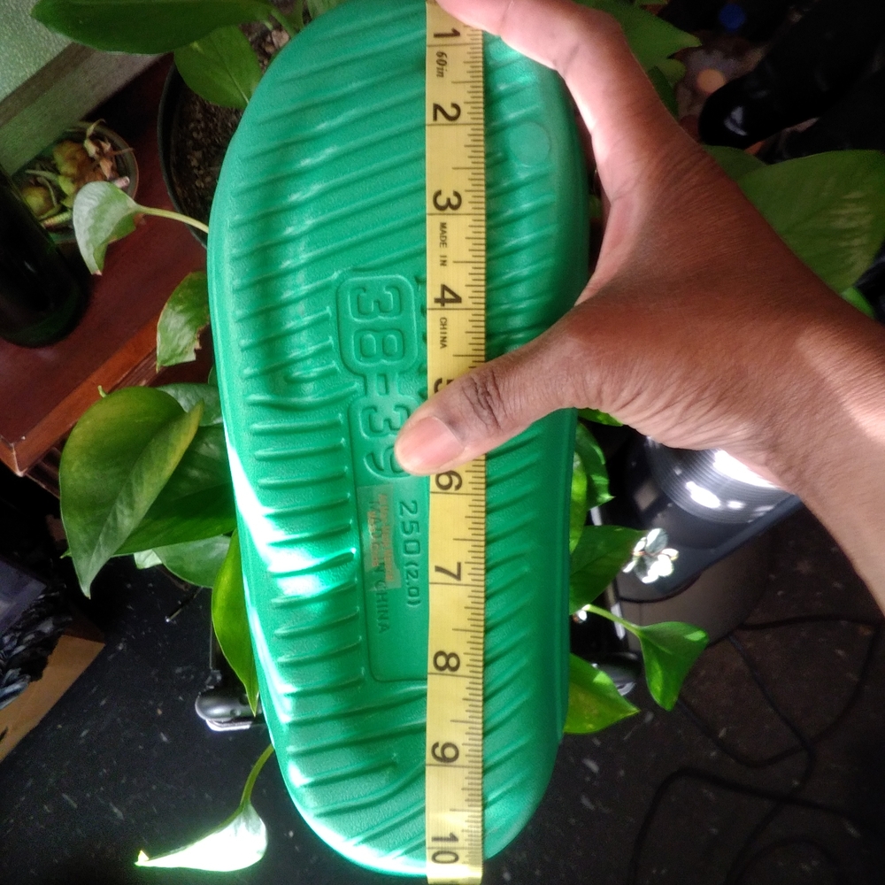 Casual Art Decoish Vibe Green Slide Sandals - Picture 7 of 10